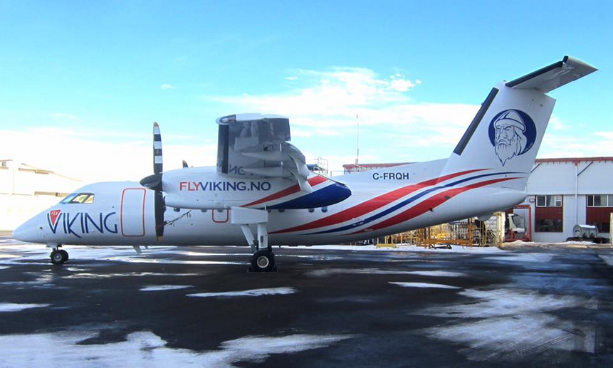 37-местный самолёт Dash 8-103 норвежской авиакомпании FkyViking, кандидат на полёты по маршруту Тромсё-Мурманск уже в 2017 году. Фото Ola Giæver.